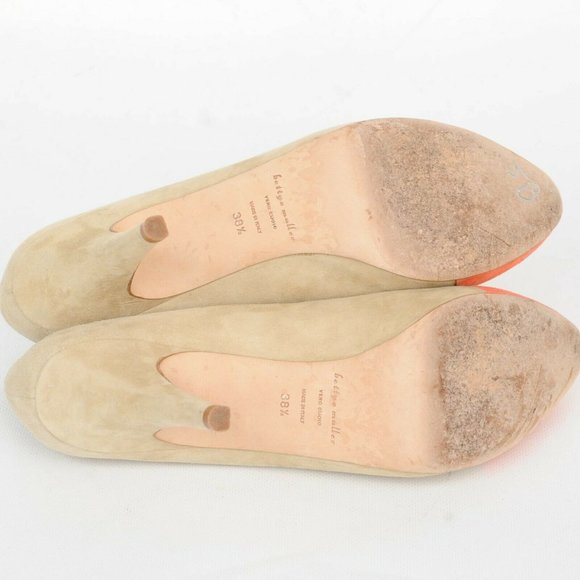 Bettye Muller x Simply Soles Beige Suede Melon Cap Toe High Heel Women 8.5 Italy - Picture 11 of 12